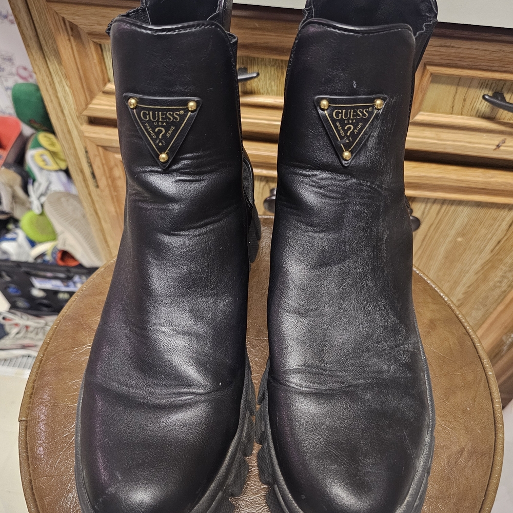 Guess Black Leather Ankle Boots